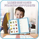 Upgraded Large Size Magic Practice Writing Copybook for Kids, Reusable for Kids, Reusable Copybook Preschool for Kids Age 3-8 ​Calligraphy(4 Books with Pens)-Blue Bag