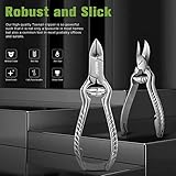 BEZOX Heavy Duty Podiatrist Toenail Clippers for Thick and Ingrown Nails, Stainless Steel Toe Nail Clipper, Pordiatry Ingrwon Toenail Tools - Silver