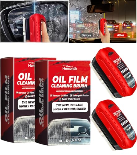 2 PCS Automotive Oil Film Cleaning Brush,2025 New Coating for Windshield, Prevents Rain and Fog,Improves Clarity and Visibility