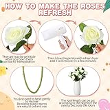 Tigeen 150 Pcs Artificial Rose Flowers Bulk, Fake Silk Roses Realistic Long Stem Flower Bouquets for Wedding Centerpieces Flower Arrangement Home Kitchen Decor(White)