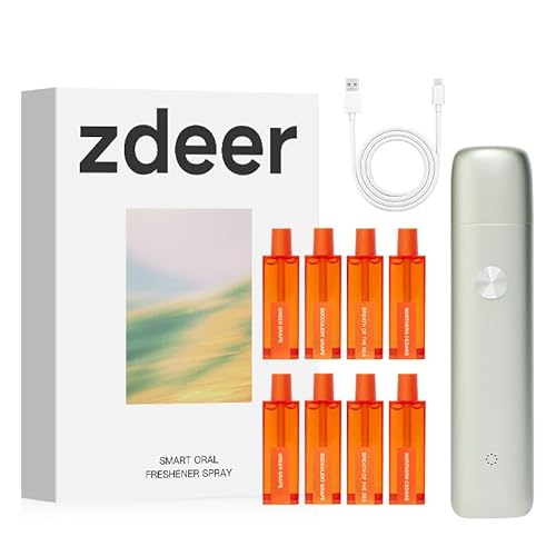 ZDEER Smart Electric Oral Spray - Mouth Spray Fresh Breath, Cool Mint Breath Spray, Mouth Freshener Spray, Rechargeable, Alcohol Free, With 8 Pods (Classic+8 Bombs)