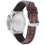 Citizen Men's Eco-Drive Weekender Brycen Chronograph Watch in Stainless Steel, Brown Leather strap, Blue Dial (Model: CA0648-09L)