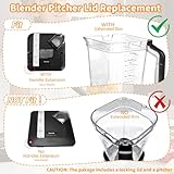 72oz XL Replacement Pitcher for Ninja Blender Top Lid Replacement,72oz Pitcher Blender Parts for Ninja BL610 BL710WM CO610B CT610 Series,NEW Model Top Lid with Rim/Handle Extension ONLY