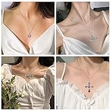 Sanfenly Vintage Gothic Necklace Set for Women Punk Grunge Cross Heart Bat Spider Angel Wing Saturn Skull Pendant Layered Choker Statement Necklaces