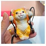 AMIORO Cute Swinging Cat Car Mirror Hanging Accessories Fun Interior Rearview Mirrors Decoration (Orange Cat)