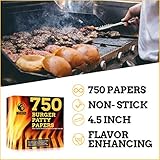 MOUNTAIN GRILLERS Hamburger Patty Paper - Wax Papers to Separate Frozen Pressed Patties - 750 Burger Sheets for Easy Release from burger patty paper - Perfect for BBQ hamburger patty press