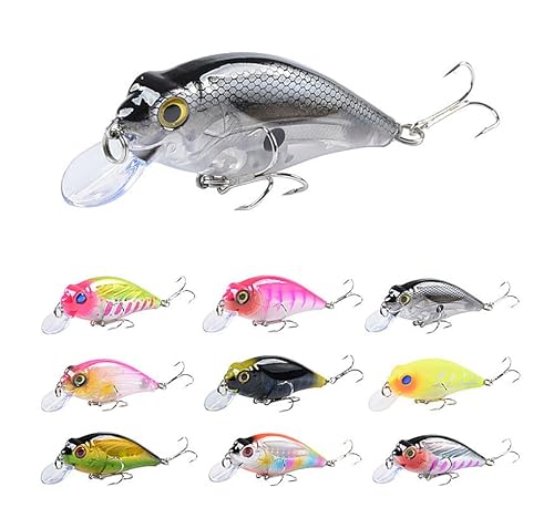 KTGCOZS Pack of 8 8cm/11g Crankbaits Minnow Fishing Lures Hook Tackle Hard Bait Wobbler