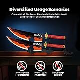 Zisu Tengen Swords, About 31 inches, Two Tengen Sword Included, Hashira Pillars & Tengen Uzui Sword Katana for Cosplay Purpose, Anime Sword with Original Texture (Orange-Tengen)