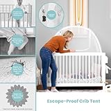 Pro Baby Safety Pop Up Crib Tent, Fine Mesh Crib Netting Cover to Keep Baby from Climbing Out, Prevent Falls and Mosquito Bites, Safety Net Canopy - Sturdy & Stylish Infant Crib Topper