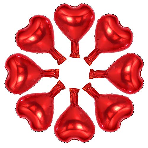 BEISHIDA 50 Pcs 10 Inch Heart Foil Balloons, Red, Heart-Shaped Foil Balloons for Birthday, Wedding, Engagement, Valentine's Day, Bridal Shower, Baby Shower, Unisex-All Ages