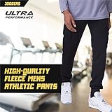 Ultra Performance 3 Pack Mens Sweatpants, Fleece Cargo Joggers for Men with Pockets