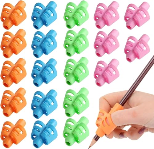 JustBlanks 20 Pcs Pencil Grips for Kids Handwriting - Pencil Holder for Kids, Pencil Grippers Writing Tool, Writing Posture Correction Tools for Toddlers, Preschoolers Special Needs for Classroom