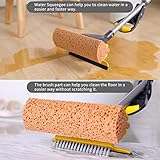 Yocada Sponge Mop Home Commercial Use Tile Floor Bathroom Garage Cleaning Total 2 Sponge Heads NOT 3 Telescopic Handle Squeegee from 42.5 to 52 Inches Easily Dry Wringing only 2 Heads