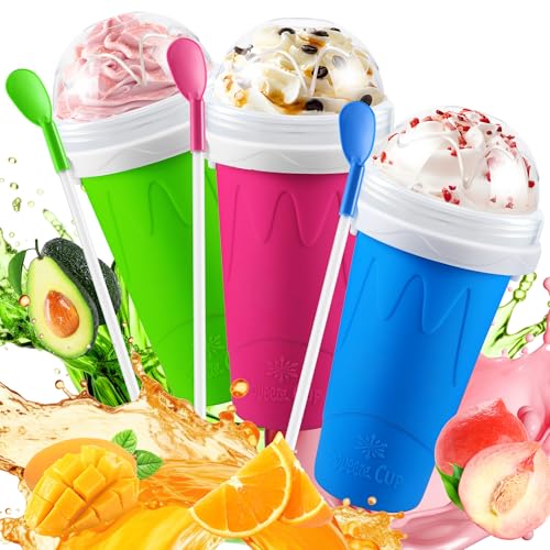 RELPOM Slushie Maker Cup, TIK TOK Magic Quick Frozen Smoothies Cups, Cooling Cup, Slushy Cups, Ice Cream Make, Cool Stuff Things Gadgets Funny Gifts for Kids (Blue Pink Green)