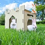 HIIMALEX Sturdy Bunny House with Spacious Perch Hidey Detachable Playhouse for Rabbit Hideout Castle Tower Toys for Indoor Bunnies Guinea Pig Hamster Chinchilla Gerbil (Sturdy Castle)