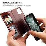 Bocasal Compatible with iPhone 12 Mini Wallet Case with Card Holder PU Leather Magnetic Detachable Kickstand Shockproof Wrist Strap Removable Flip Cover (Brown)