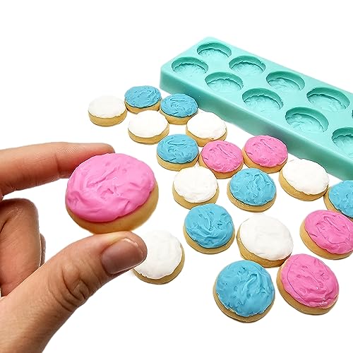 10 Cavities Mini Frosted Cookies Candle Silicone Mold | Soap mold | Mold for Wax | Mold for Resin Wax melts mold Waxmelts NC102