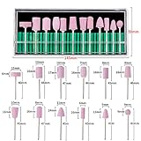 12Pcs Nail Drill Bits Polishing Buffing Electric Manicure Head Replacement Grinding Head with Case for Manicure Pedicure Nail Art Salon Polishing Tools, Pink