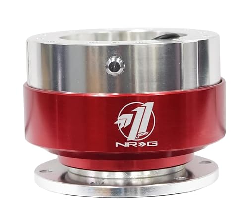 NRG Innovations Gen 1.5 6-Holes Racing Steering Wheel Quick Release Adapter With Mounting Bolts, Red Ring, NRG-SRK-100RD
