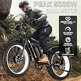 Peak 5000W-Electric-Bike for Adults-Men, Dual-Motor-Ebike 40-46MPH, 52V 30AH Long Range Electric Bicycle, 26" Fat Tire Dirt-Bike, Full Suspension Mountain Bike for Off-Road Snow Sand Hunting (White)