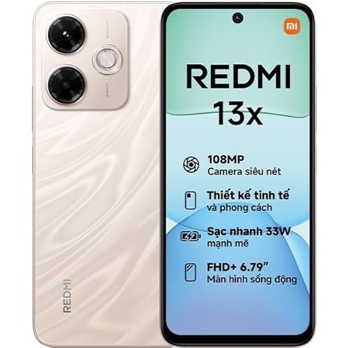 Xiaomi Redmi 13X 4G LTE (256GB + 8GB) (for Tmobile Tello Mint & Global) Unlocked Global ROM GSM 6.79" 108MP Dual Camera Model 24049RN28L (Silk Gold)