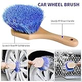 Wontolf 62'' Car Wash Brush with Long Handle Chenille Microfiber Car Wash Mop Mitt Wheel Brush Car Cleaning Kit Windshield Window Squeegee Microfiber Car Duster Dry Towels for Cars RV Truck Boat 10PCS