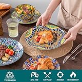 vancasso 12 Pieces Dinnerware Sets, Plates and Bowls Set, Porcelain Dishes Set for 4, Microwave and Dishwasher Safe, Scratch Resistant, Bohemian Style Dining Ware Service for 4, Series SIMI