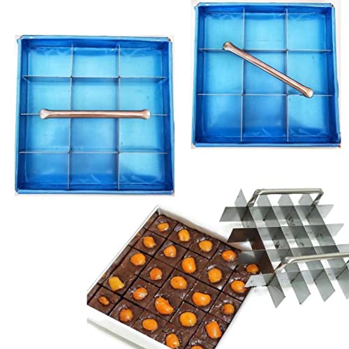 Brownie Cutter Stainless 100% Heavy duty Baking Pan with Slicer Ensures Perfect Crispy Edges baking pan Bakeware for Oven Baking Bakeware Cake portion cutter (8x8 inch)