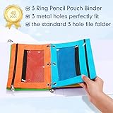 Leelosp 48 Pack Pencil Pouch for 3 Ring Binder Mesh Zipper Pencil Case Bags Assorted Colors Binder Pouches for School Writing Utensils Storage Supplies