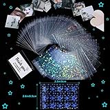 Tinlade 200 Pcs Laser Flashing Kpop Holographic Photo Card Sleeves Little Star Heart Glass Gemstone Transparent Trading Cards Sleeves 2.6 x 3.5 Inches