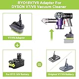 Adapter for Dyson V7 / V8 Vacuum Cleaner for RYOBI 18V Battery Convert to for Dyson V7 & V8 Vacuum Cleaner, for Battery 18-Volt HP High Capacity PBP2005 P194 P193 PBP2004 for Animal+ Fluffy