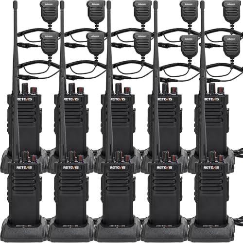 Retevis RT29D DMR 2 Way Radio Long Range, Heavy Duty Walkie Talkies for Adult with Mic, IP67 Waterproof, 3200mAh, Rechargeable Two Way Radio, Professional Radios for Property Management(10 Pack)