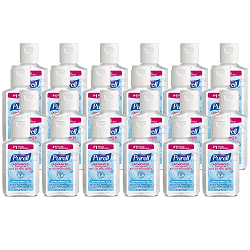 PURELL Advanced Hand Sanitizer Refreshing Gel, 2 fl oz Portable Flip Cap Bottle (Pack of 24) – 9605-24-CMR