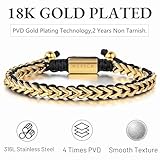 WP WEPICK Gold Bracelets for Men 18K Gold Plated Franco Link Chain Gold Stainless Steel Bracelet, Adjustable Bracelet Men Gold, Non Tarnish Mens Jewelry Birthday Gift Gold