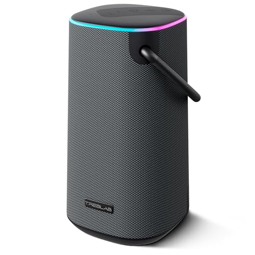 TREBLAB Portable Bluetooth Speaker with Handle - Loud 60W Stereo Sound with Deep Bass, 25H Playtime, Wireless Powerbank, RGB Lights, Dual Pairing, Waterproof - for Home Parties, Outdoor Pool, Golf