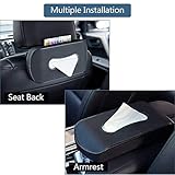 Mr.Ho Black Leather Car Back Seat Headrest Hanging Tissue Holder Case Mount, Multi-use Car Tissue Paper Holder with One Tissue Refill for Car & Truck Decoration