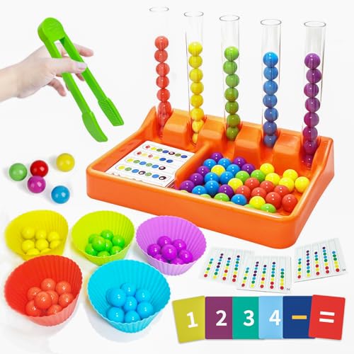 Counting and Color Sorting Toys, Preschool Kindergarten Learning Activities, Math Manipulatives Supplies Matching Games, Fine Motor Skills, Educational Montessori Toys for Kids 3 4 5 6 Year Old