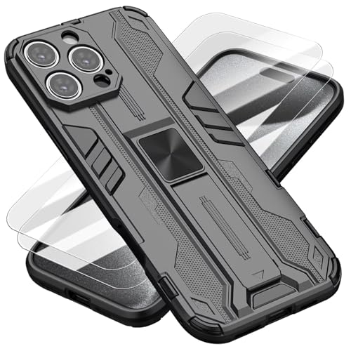 HAOFUGUI for Honor 60 SE 5G Case, with [2 Pack Tempered Screen Protector] and [Kickstand], Military Grade TPU + PC Drop Protection Phone Case for Honor 60 SE 5G-Black