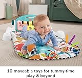 Fisher-Price Baby Playmat Glow and Grow Kick & Play Piano Gym, Blue Musical Learning Toy with Developmental Activities for Newborns 0+ Months