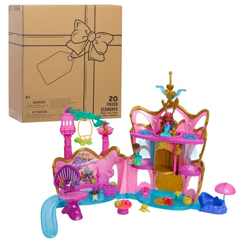 Just Play Disney Junior Ariel Deluxe Atlantica Palace Playset and 4-inch Figures, Lights and Sounds, 20-Pieces, Kids Toys for Ages 3 Up
