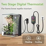 BN-LINK Digital Temperature Controller Thermostat Outlet with Heating Cooling Mode, 2-Stage Outlet Thermostat Controller Plug for Reptiles Aquarium Carboy Homebrew Breeding Fermenter Seed Germination