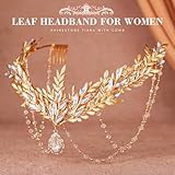 Aukmla Leaf Headband Crown Gold Leaves Headpiece Head Chain Prom Bridal Hair Accessories for Women and Girls