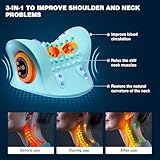 GYSIEN Neck Massager, Neck and Shoulder Relaxer with Heat, 3 Modes, Portable Neck Pillows for Pain Relief and Muscle Relax, 26° Angle Cervical Traction Device for Back, Neck and Shoulder