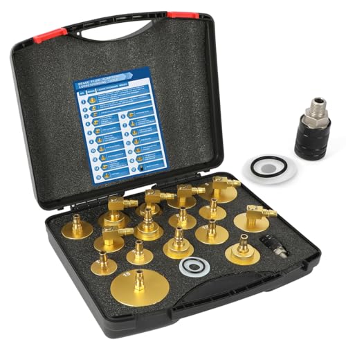 Master Cylinder Bleeder Kit 17PCS Brake Bleeder Adapter Kit, Aluminum Material, Brake Pressure Bleeding Set with Quick Connector, Compatible for Benz, BMW, Ford, Tesla, Honda, Toyota, Lexus, Audi, etc