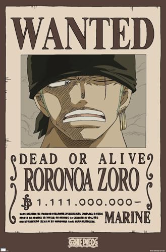 Trends International One Piece - Roronoa Zoro Wanted Poster Wall Poster, 34L x 22.4W, Premium Unframed Version