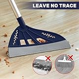 Magic Air Broom with Dustpan, Household Magic Silicone Broom Sweeper, Multifunction Squeegee and Fixed Scraper, Magic Broom with Extra-Long Adjustable Aluminum Handle for Floor, Glass, and Tile (Blue)