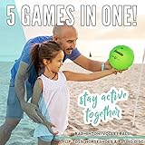 Franklin Sports Fun 5 Combo Outdoor Game Set - Backyard, Beach + Camping Games for Kids - Badminton, Volleyball, Flip Toss, Flying Disc - Horseshoes or Ring Toss