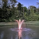 HALF OFF PONDS 3/4 HP Floating Fountain | 100 Foot Cord | 11 Patterns | Color-Changing Lights | Surface Aeration for Ponds | AQF80003X9-100