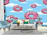 Wallpaper Canvas Print Donuts with pink glaze and colored sprinkles on blue sky Seamless Self Adhesive Peel & Stick Wallpaper Wall Mural Wall Decal Wall Sticker Poster Home Craft for Living Room