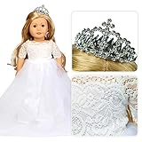 HWD Girls Doll Clothes and Accessories , Princess Costume , Wedding Dress , Party Gown Dress for 18 inch Dolls (White)